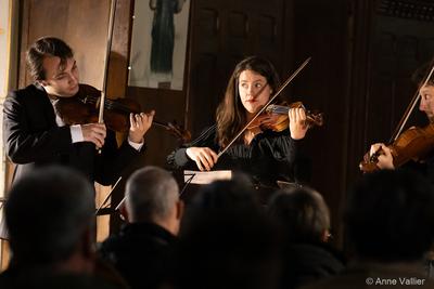Lancement du Festival Terres Vibrantes 2024 — vitrac, église, festival, musique classique, terresvibrantes, quatuor, odyssée, françois pineau-benois, audrey sproule, violon — Anne Vallier