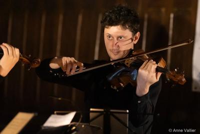 Lancement du Festival Terres Vibrantes 2024 — vitrac, église, festival, musique classique, terresvibrantes, quatuor, odyssée, olivier marin, alto — Anne Vallier